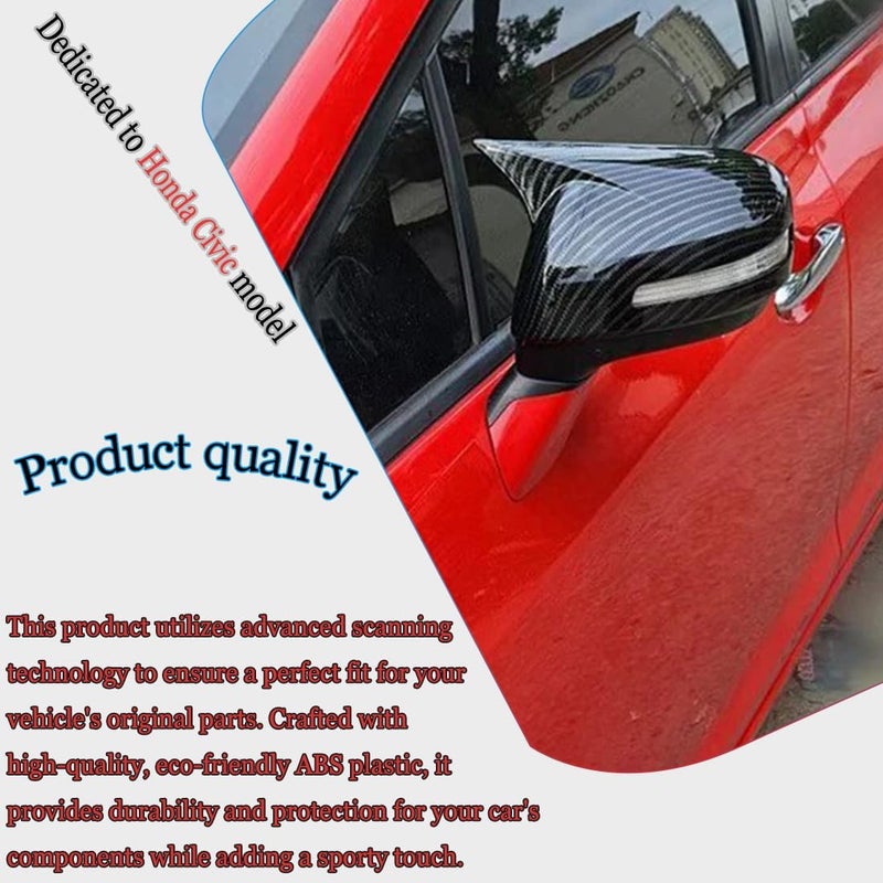 MUXEE Side Mirror Cover, for Honda Civic 2012 2013 2014 Turn Signal housing,Sports Rear View Mirror Cover Accessories-Carbon Fiber（with Turn Signal Slot） - Image 4